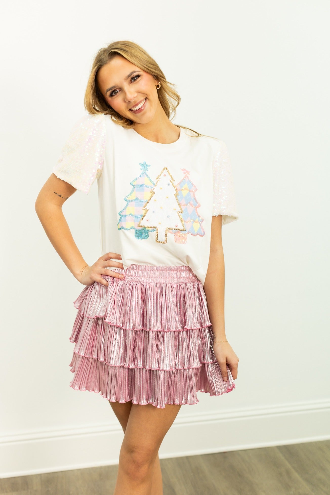 Festive Forest on Princess Top, White