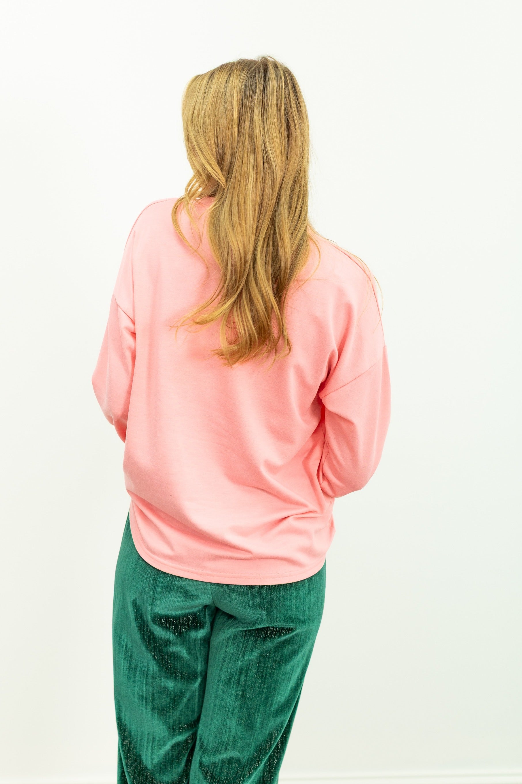 Santa With Champagne on French Terry Crewneck, Pink