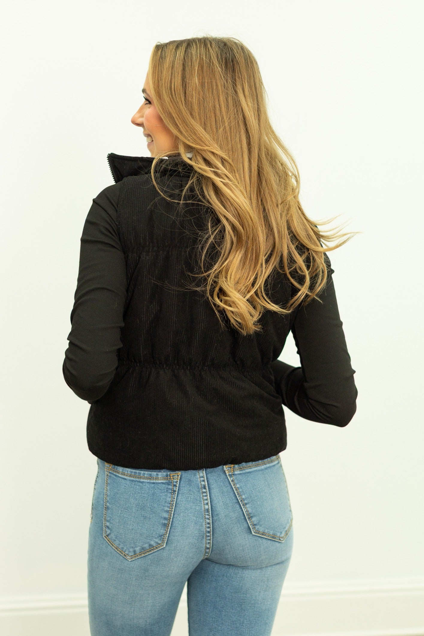 The Gillian Reversible Black and Floral Puffer Vest