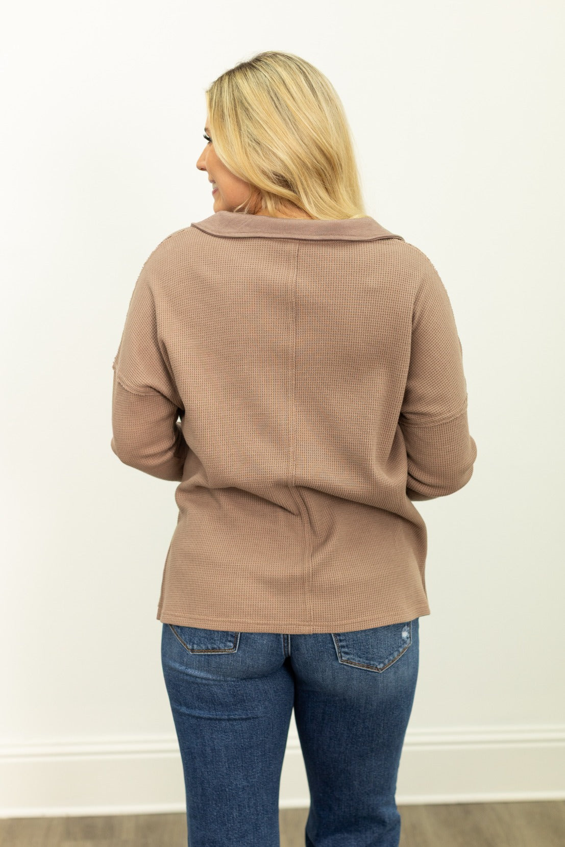 Waffle Knit Top, Brown