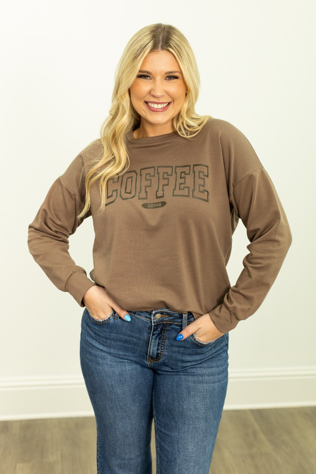 Coffee Lover on Light Weight Sweatshirt, Mocha