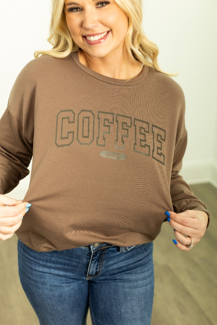 Coffee Lover on Light Weight Sweatshirt, Mocha