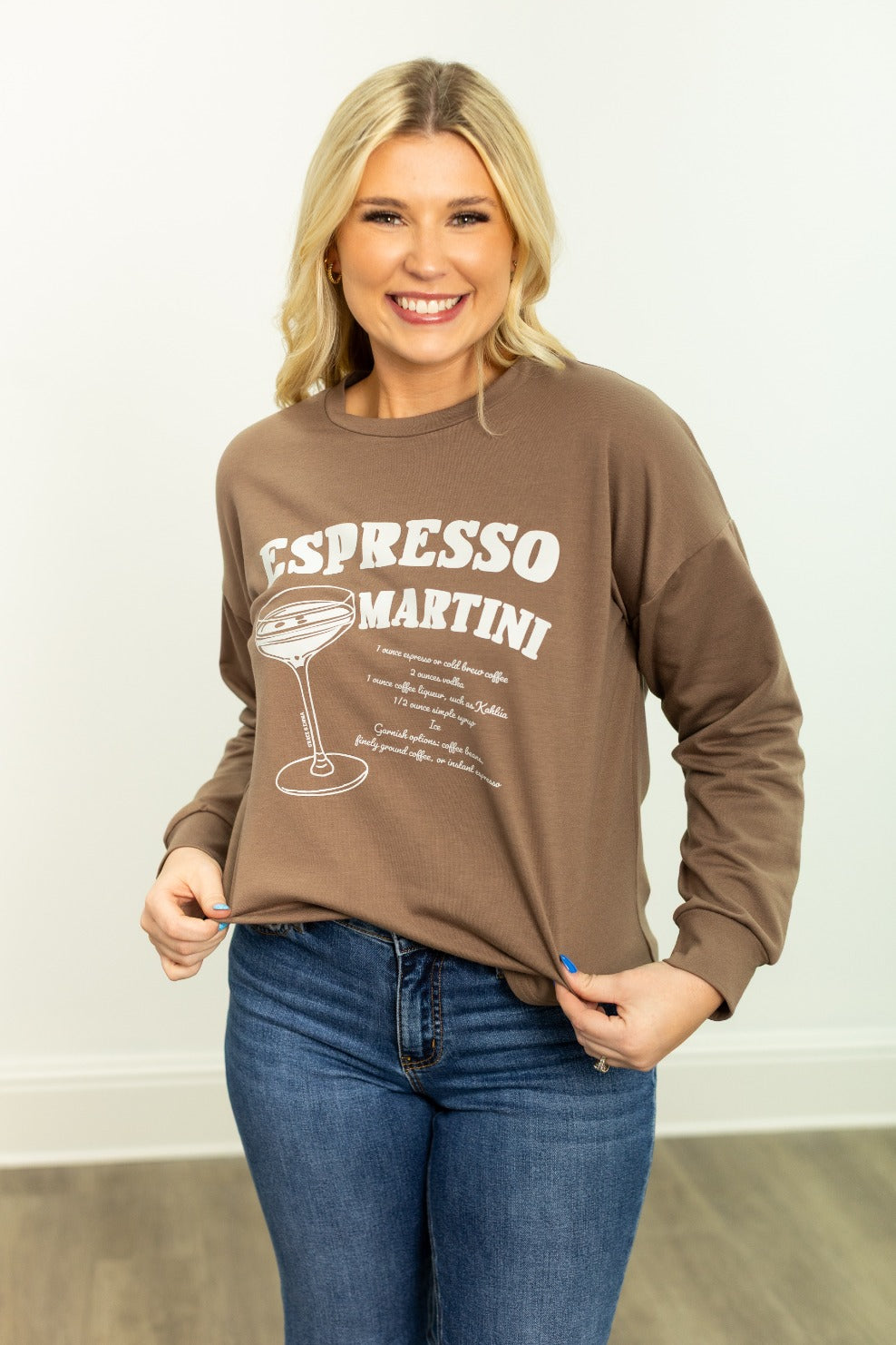 Espresso Martini on Light Weight Sweatshirt, Mocha