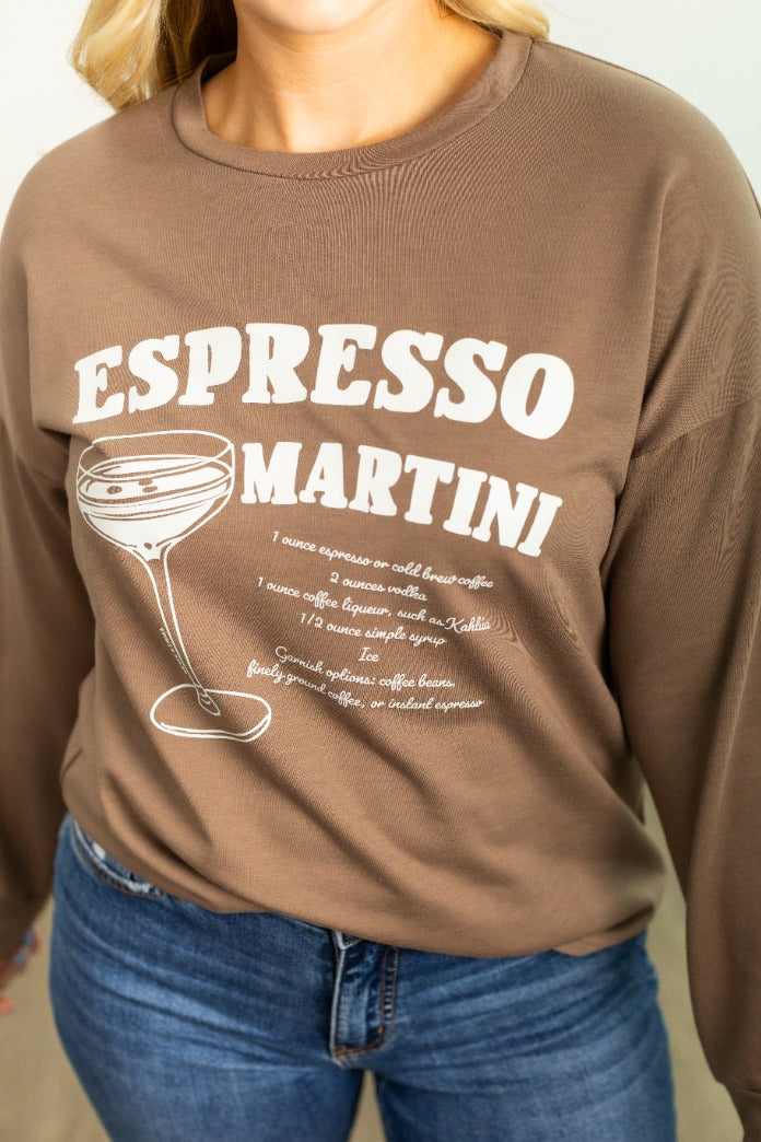 Espresso Martini on Light Weight Sweatshirt, Mocha