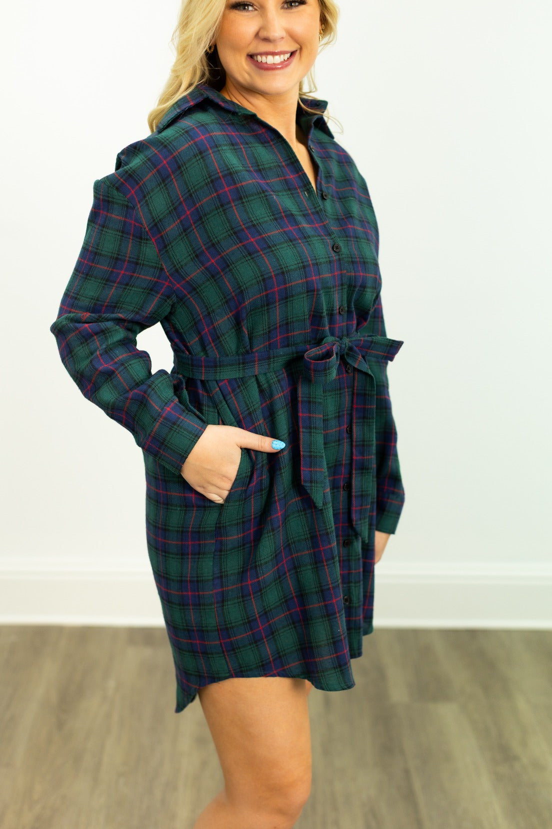 Flannel Dress, Green