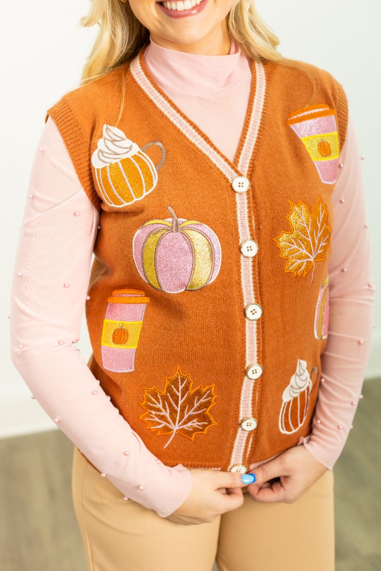 Glitter Fall Elements Sweater Vest