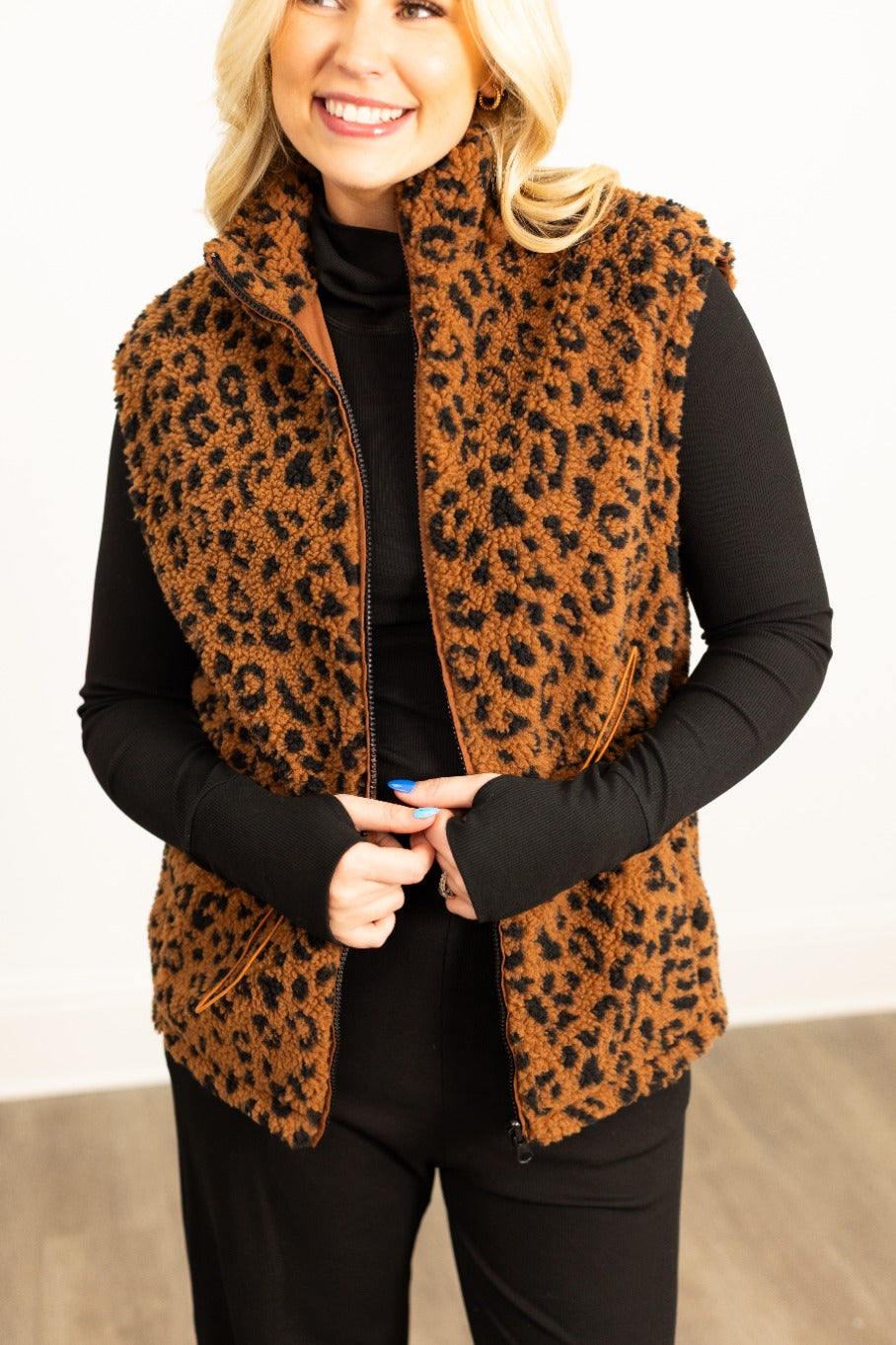 Sherpa Reversible Zip Vest, Leopard