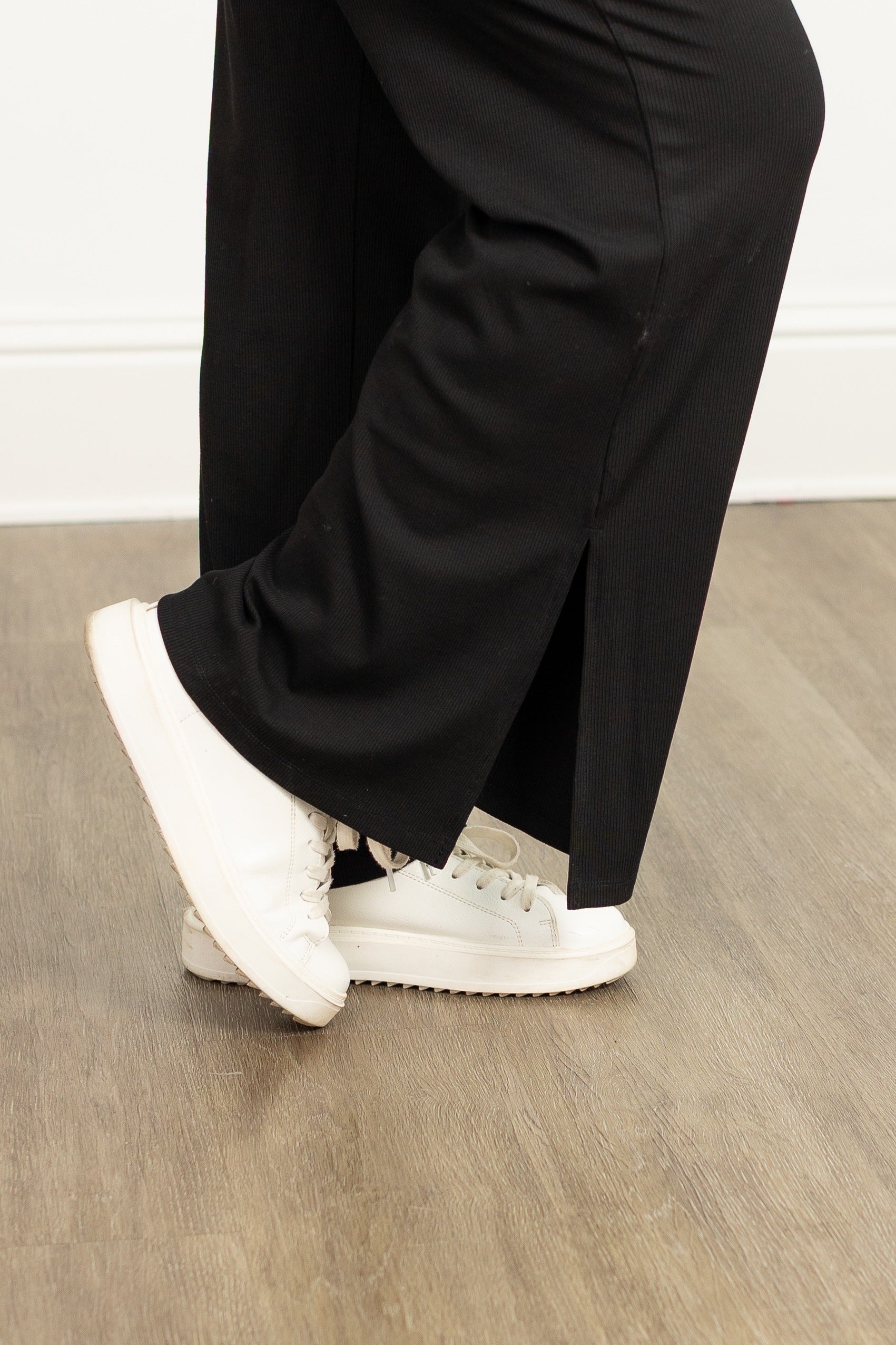 Ribbed Lounge Pants, Black