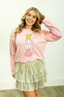 Sugar Plum on Light Weight Sequins Crewneck, Pink