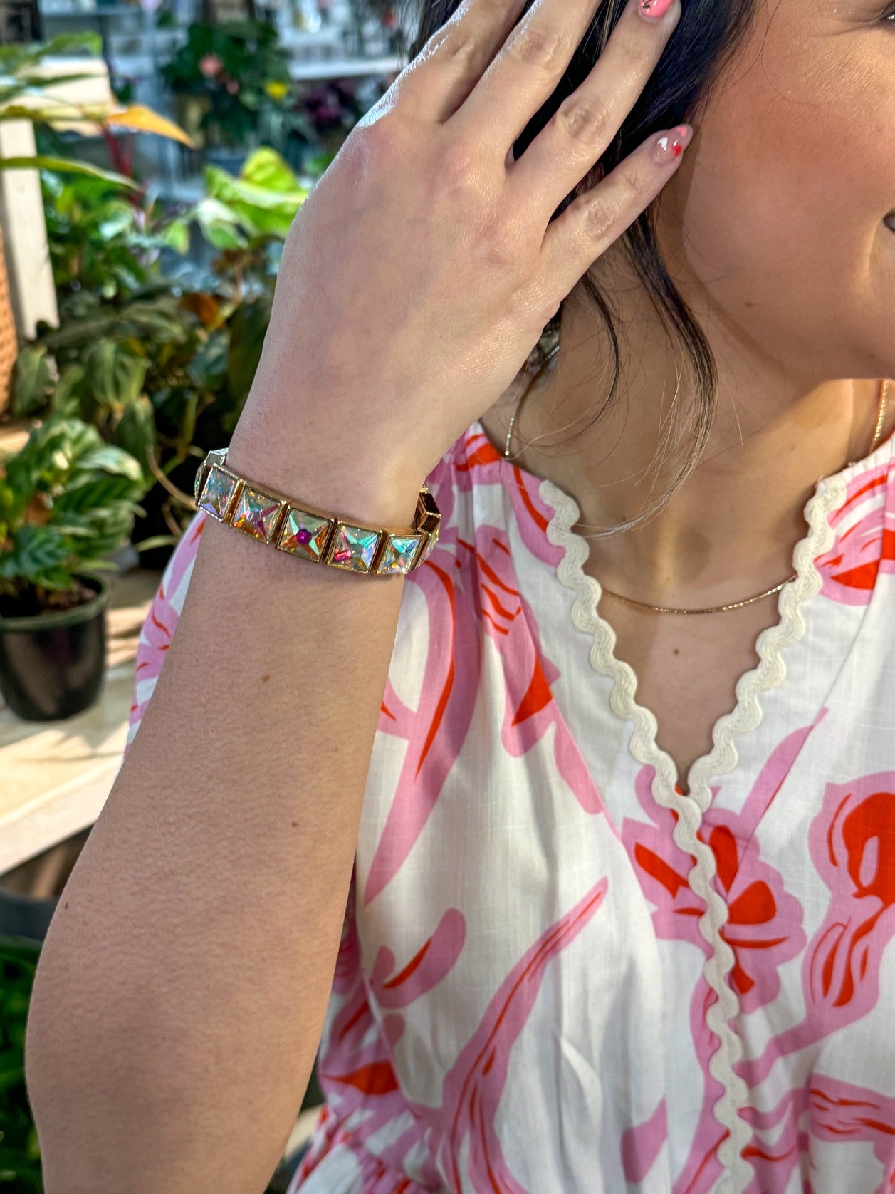 Date Night Square Gemstone Stretch Bracelet