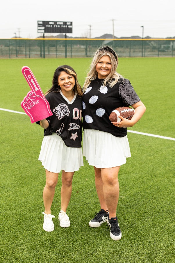 Glitter Football on Princess Top, Black