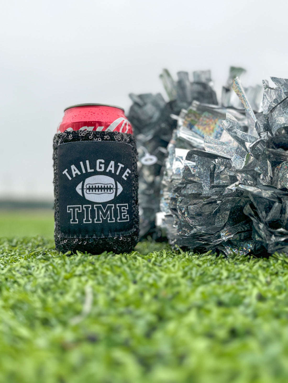 Peachy Keen Tailgate Time Black Sequin Can Coolers