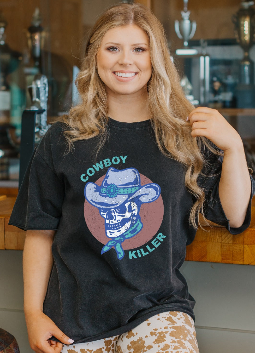 Cowboy Killer on Black Boxy Tee