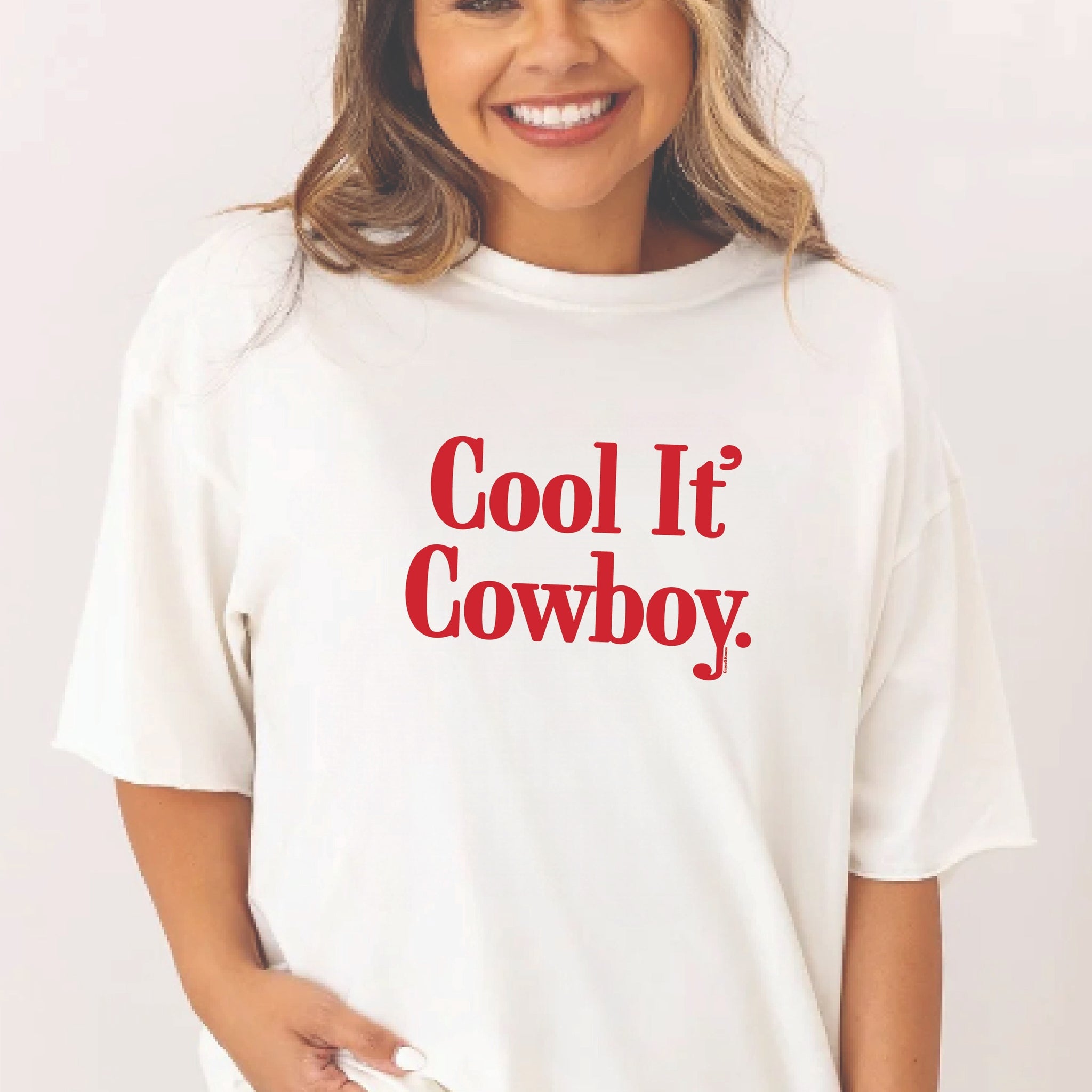 Cool It' Cowboy on White Tee Shirt