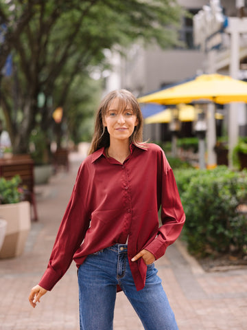 The Kathryn Button-Up, Maroon