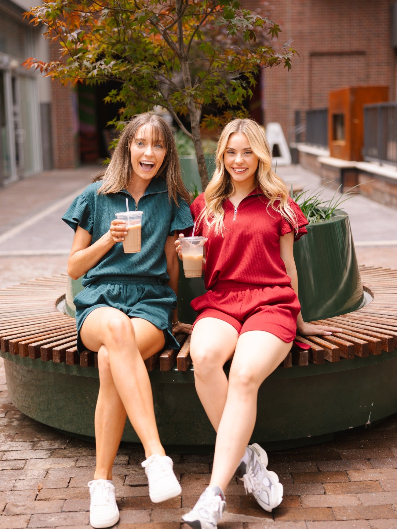 Forest Green Quarter Zip with Flutter Sleeves