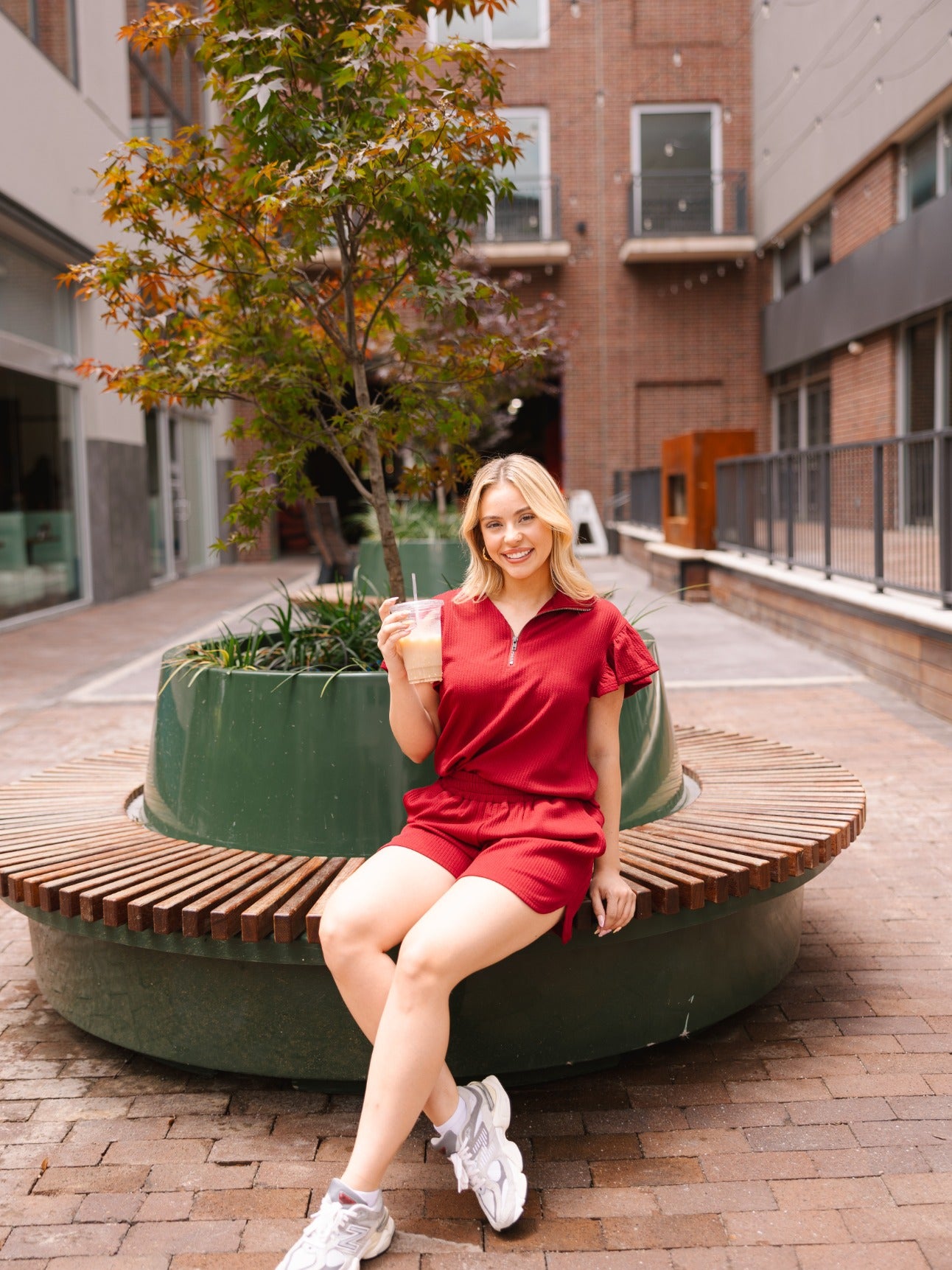 Maroon Quarter Zip with Flutter Sleeves