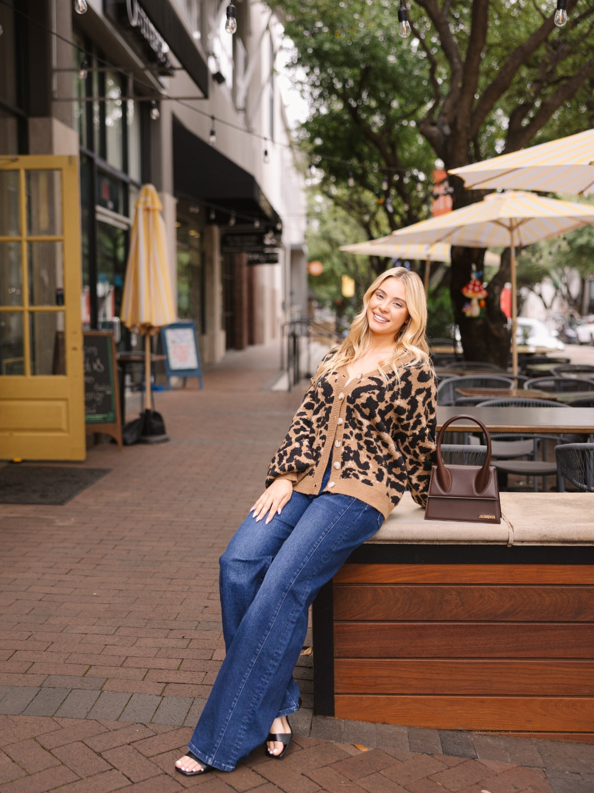 Cropped Cardigan Sweater, Leopard