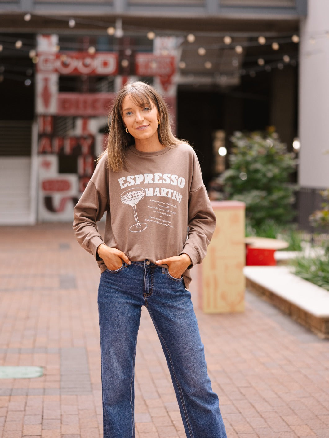 Espresso Martini on Light Weight Sweatshirt, Mocha