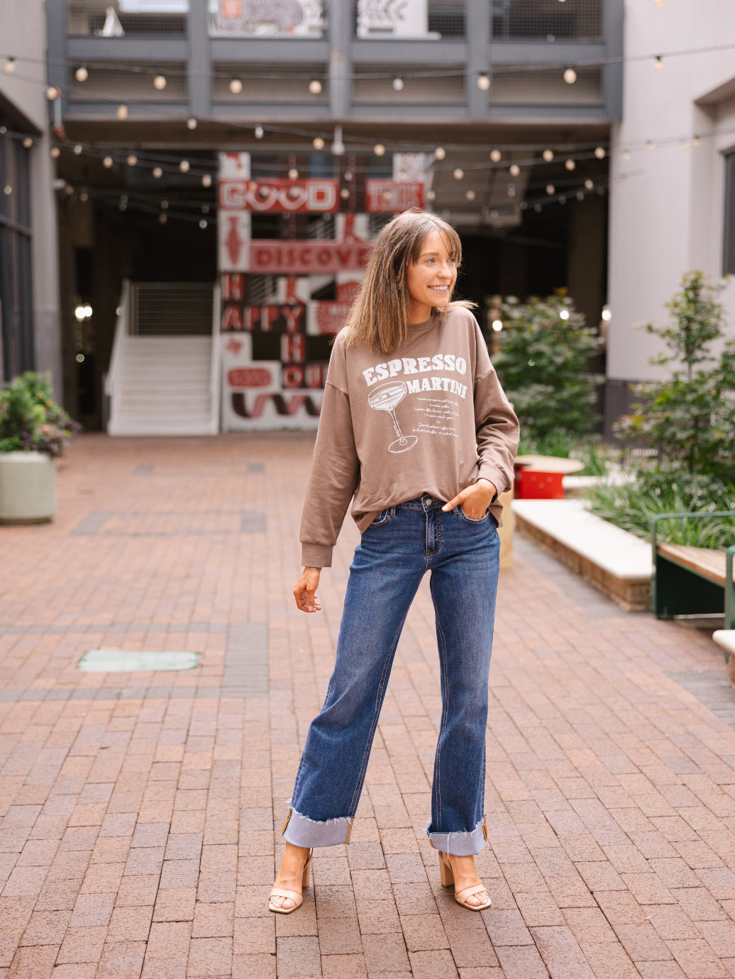 Espresso Martini on Light Weight Sweatshirt, Mocha