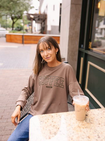 Coffee Lover on Light Weight Sweatshirt, Mocha