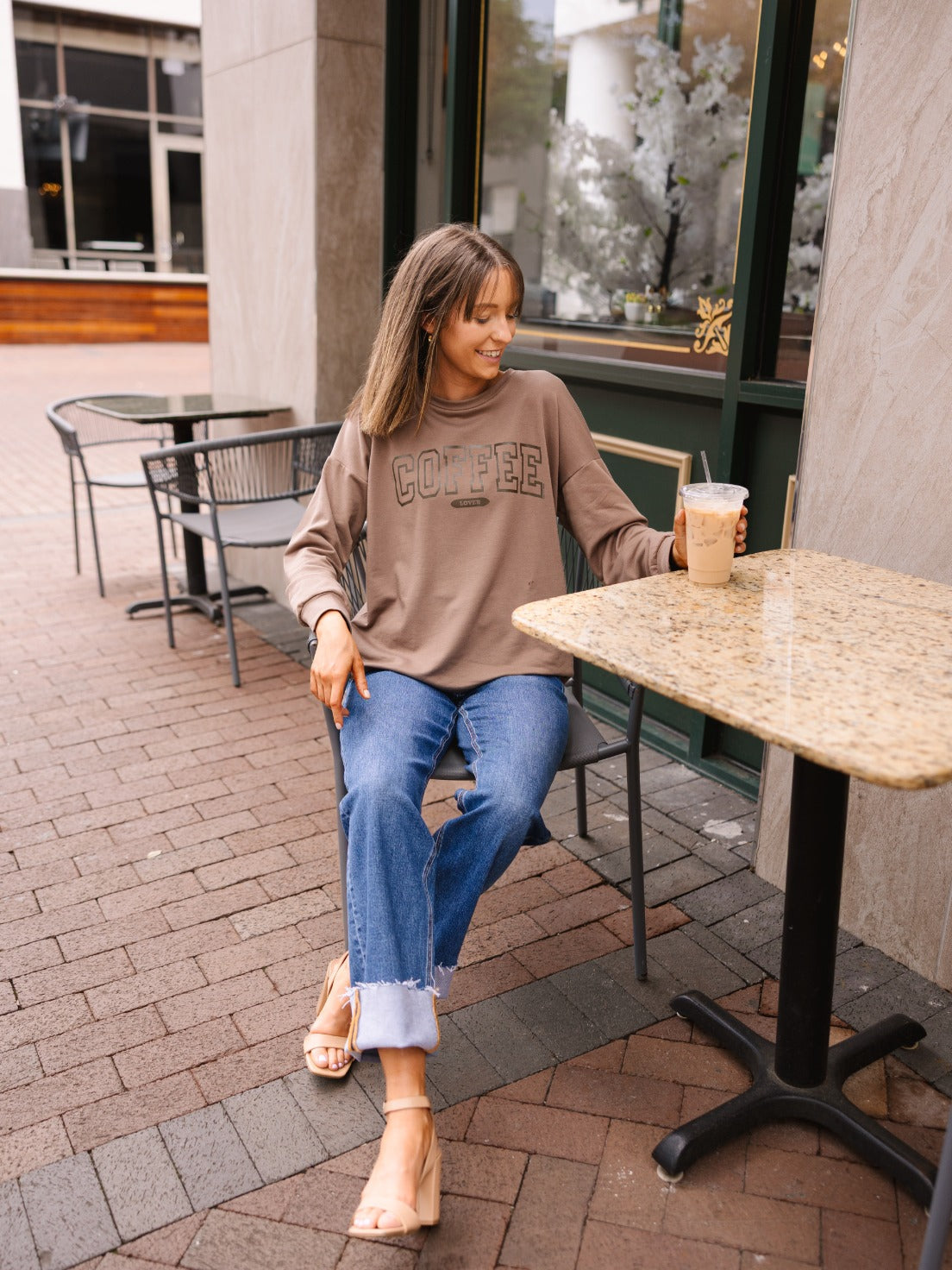 Coffee Lover on Light Weight Sweatshirt, Mocha