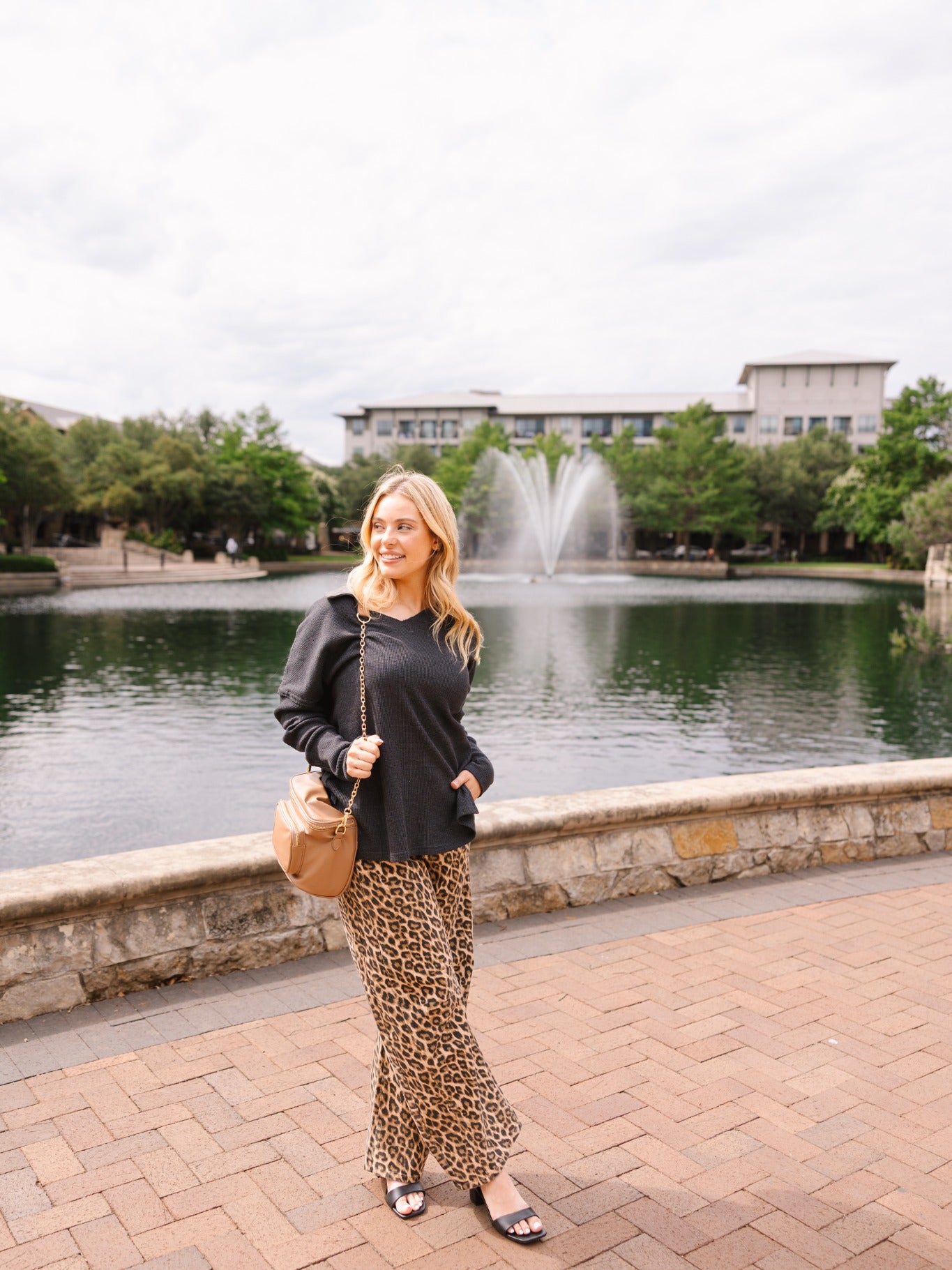 Waffle Knit Top, Black