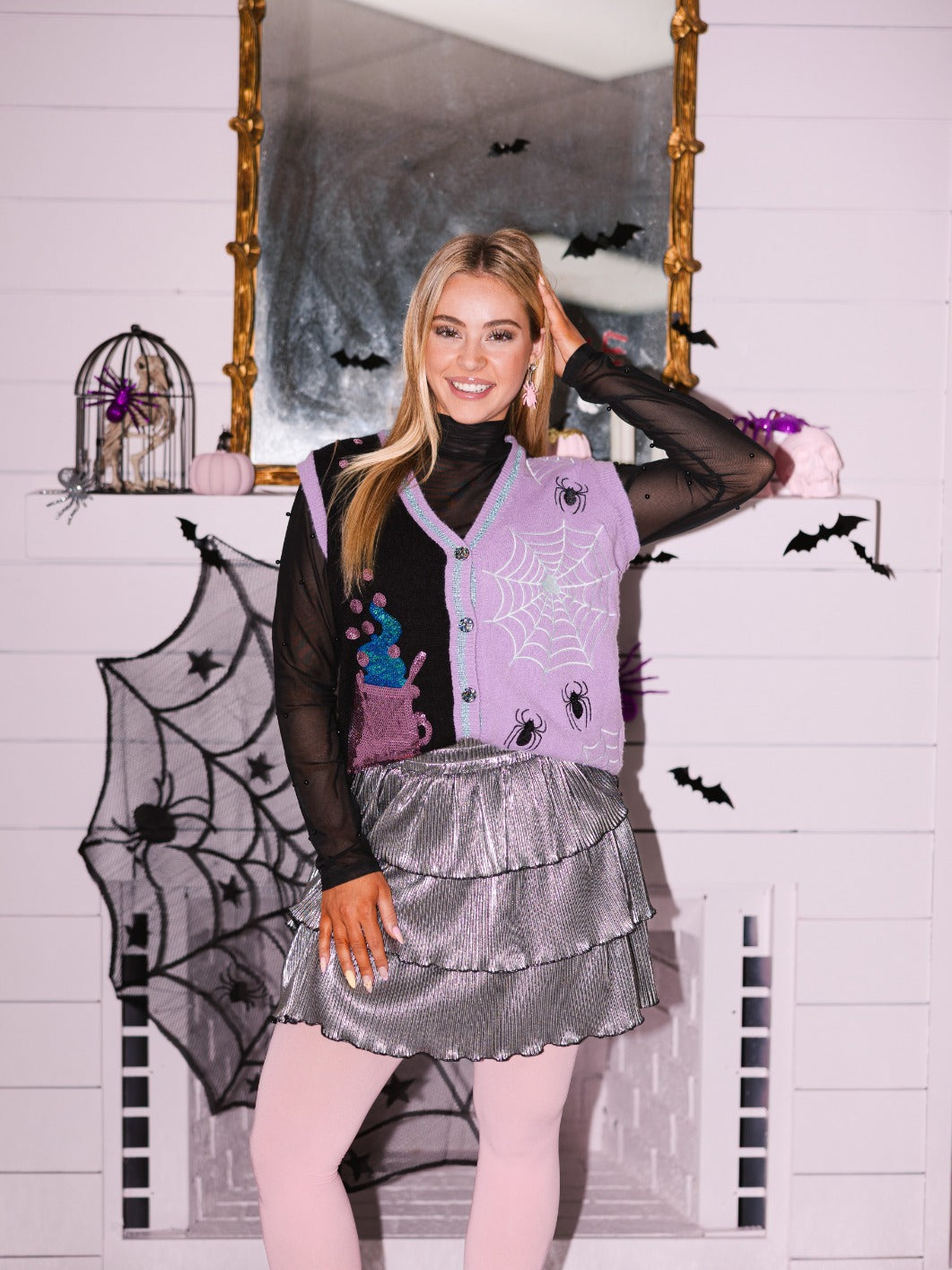 Silver Shimmer Ruffle Skirt with Shorts