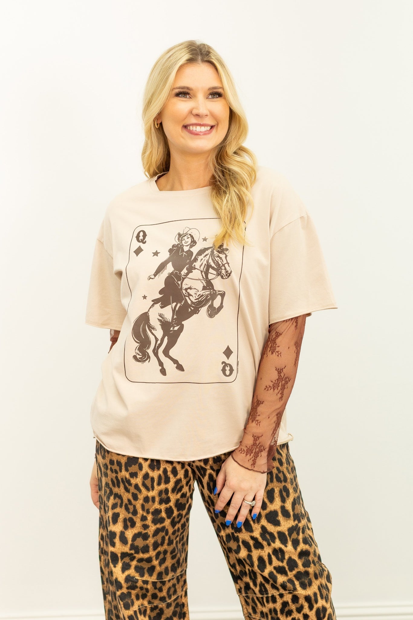 Queen Card on Beige Tee Shirt