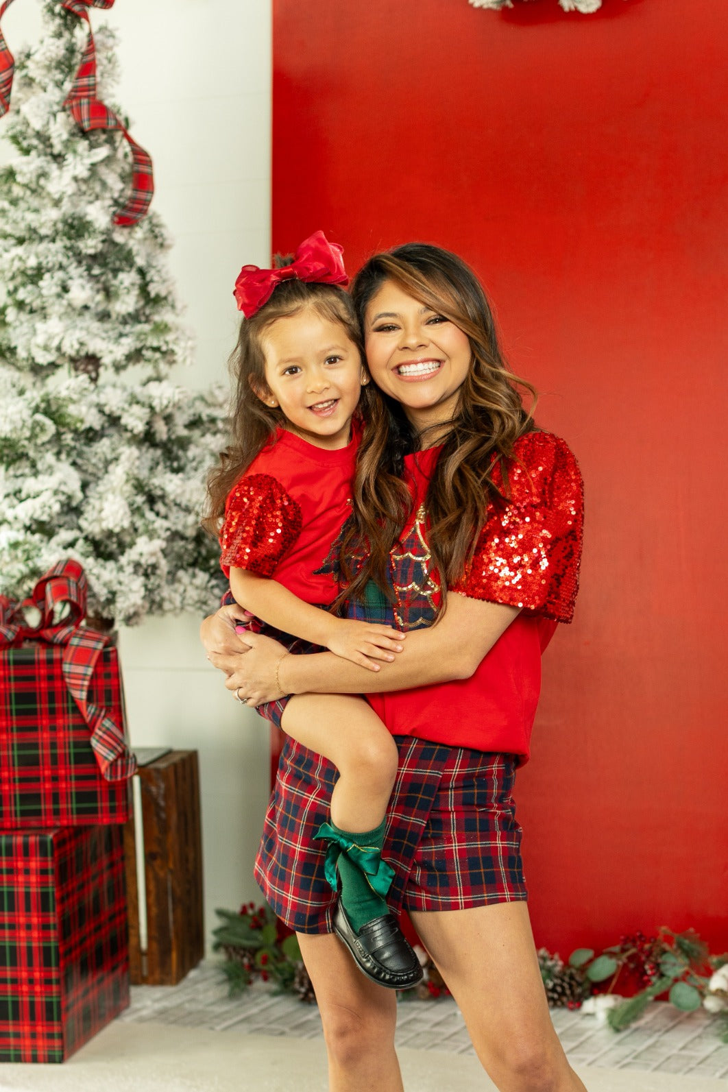 Kids' Festive Forest on Princess Top, Red