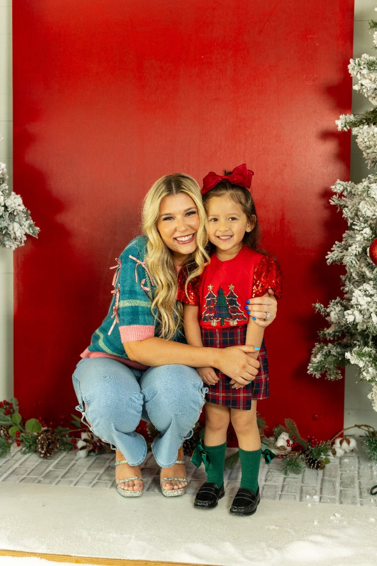 Kids' Festive Forest on Princess Top, Red