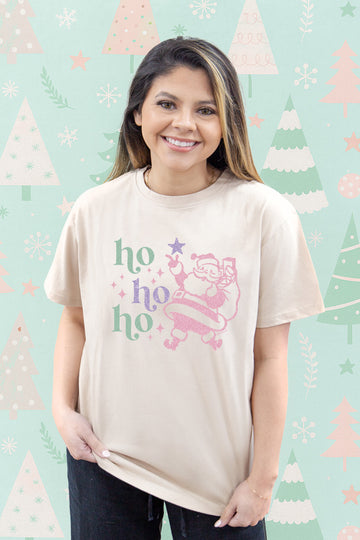 Ho Ho Ho on Beige Tee