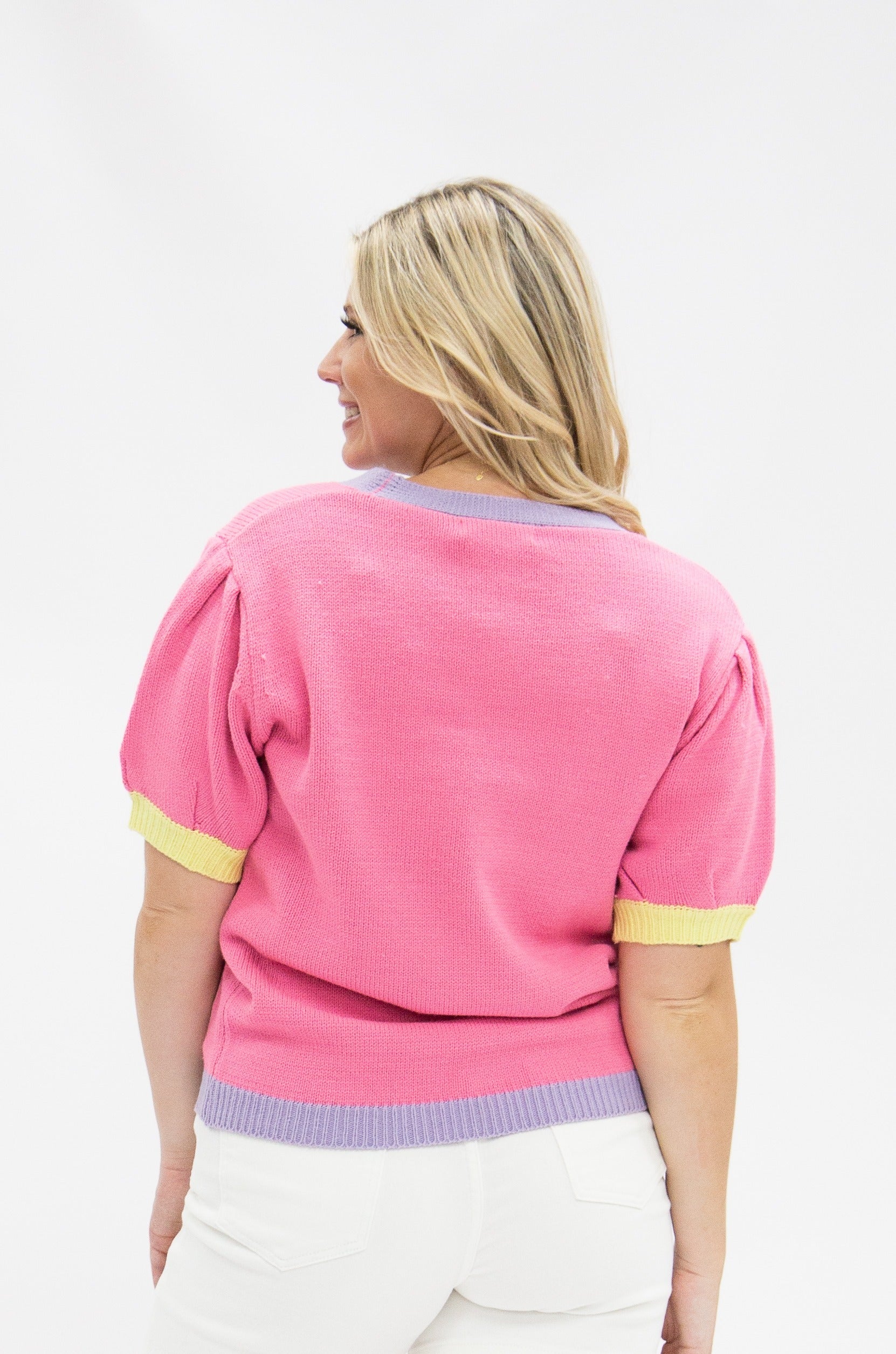 Puff Sleeve Cardigan Bunny Patches