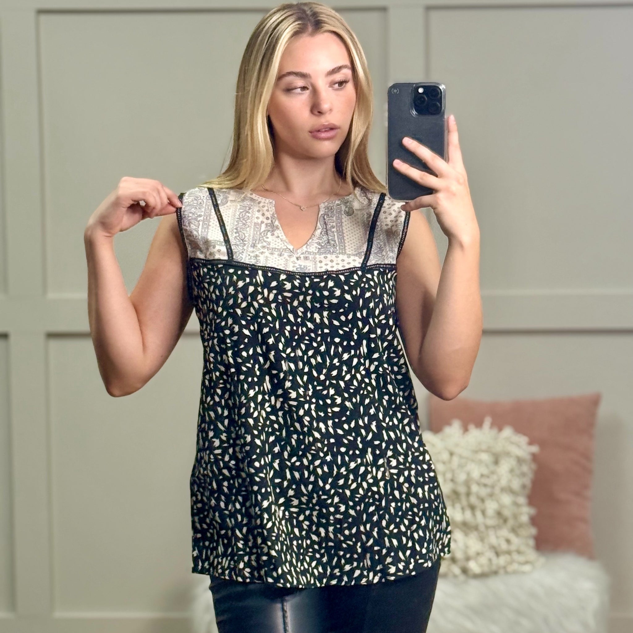 Boho Breeze Blouse, Black & White