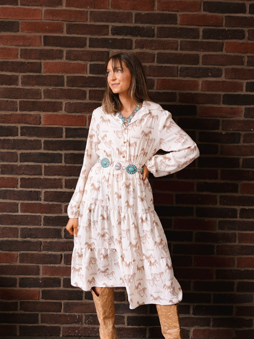 Horse Print Shirt Dress