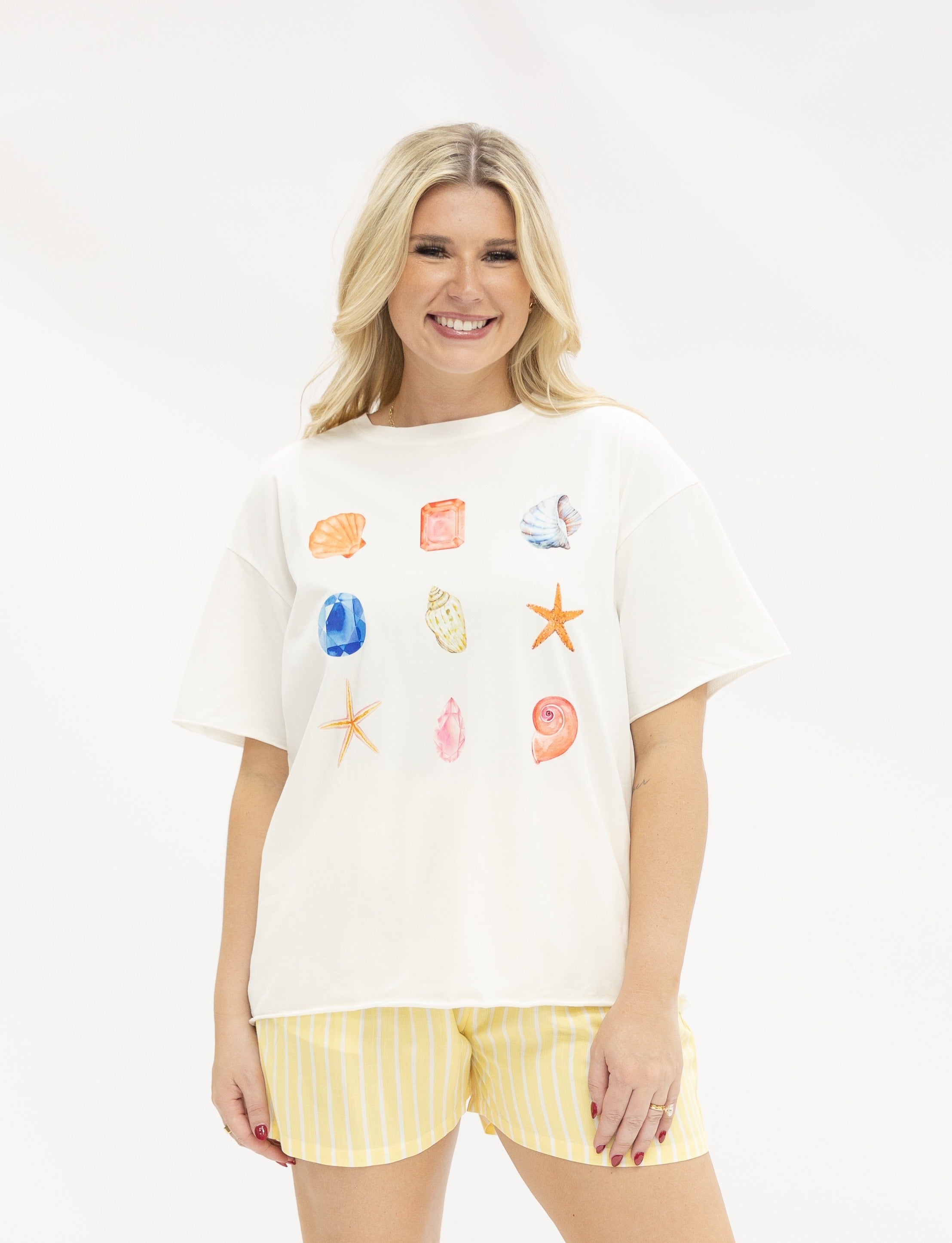 Seashells On White Relaxed Fit Tee