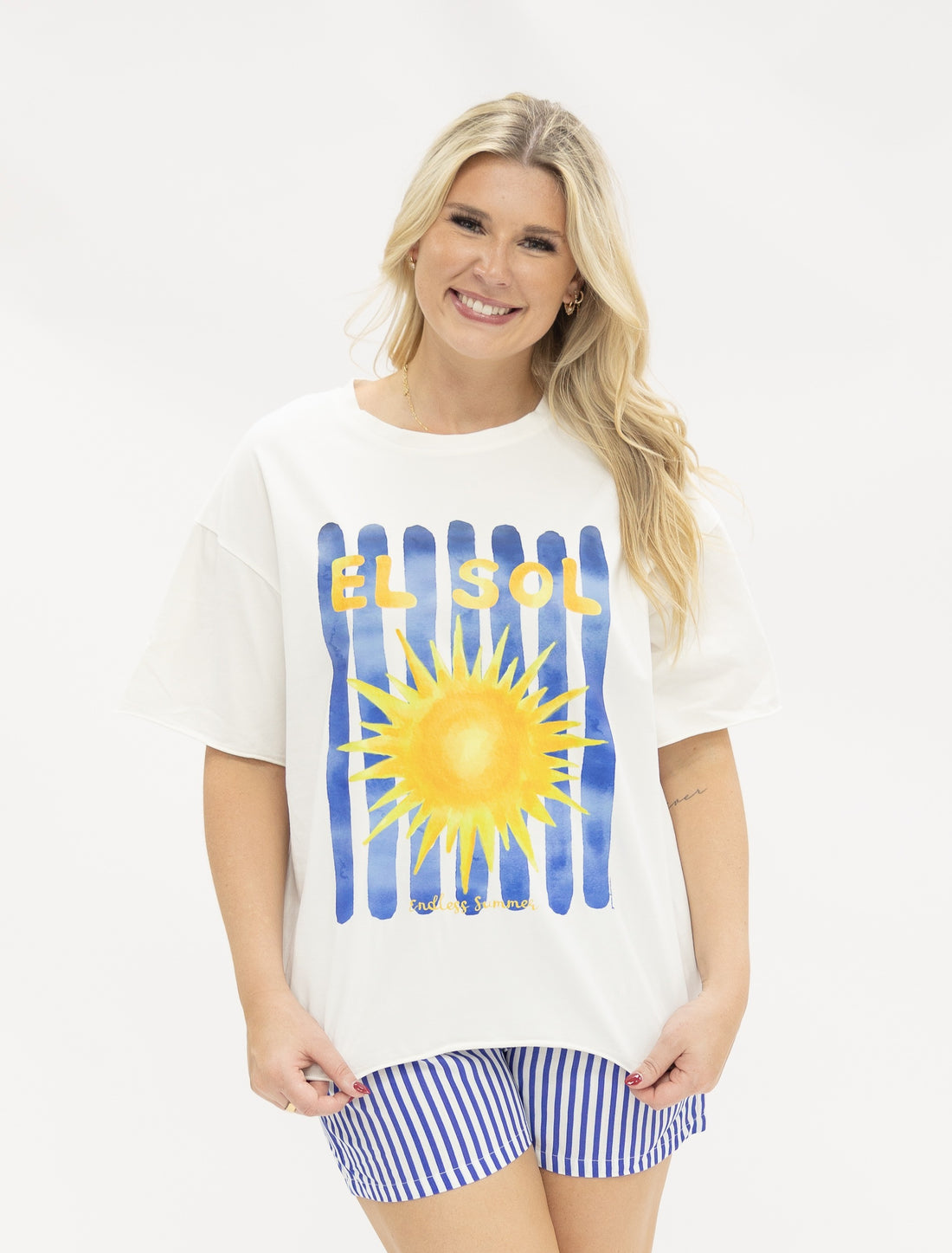 El Sol on White Relaxed Fit Teee