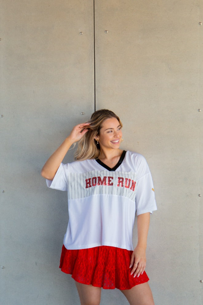 Home Run Sequin Jersey Top