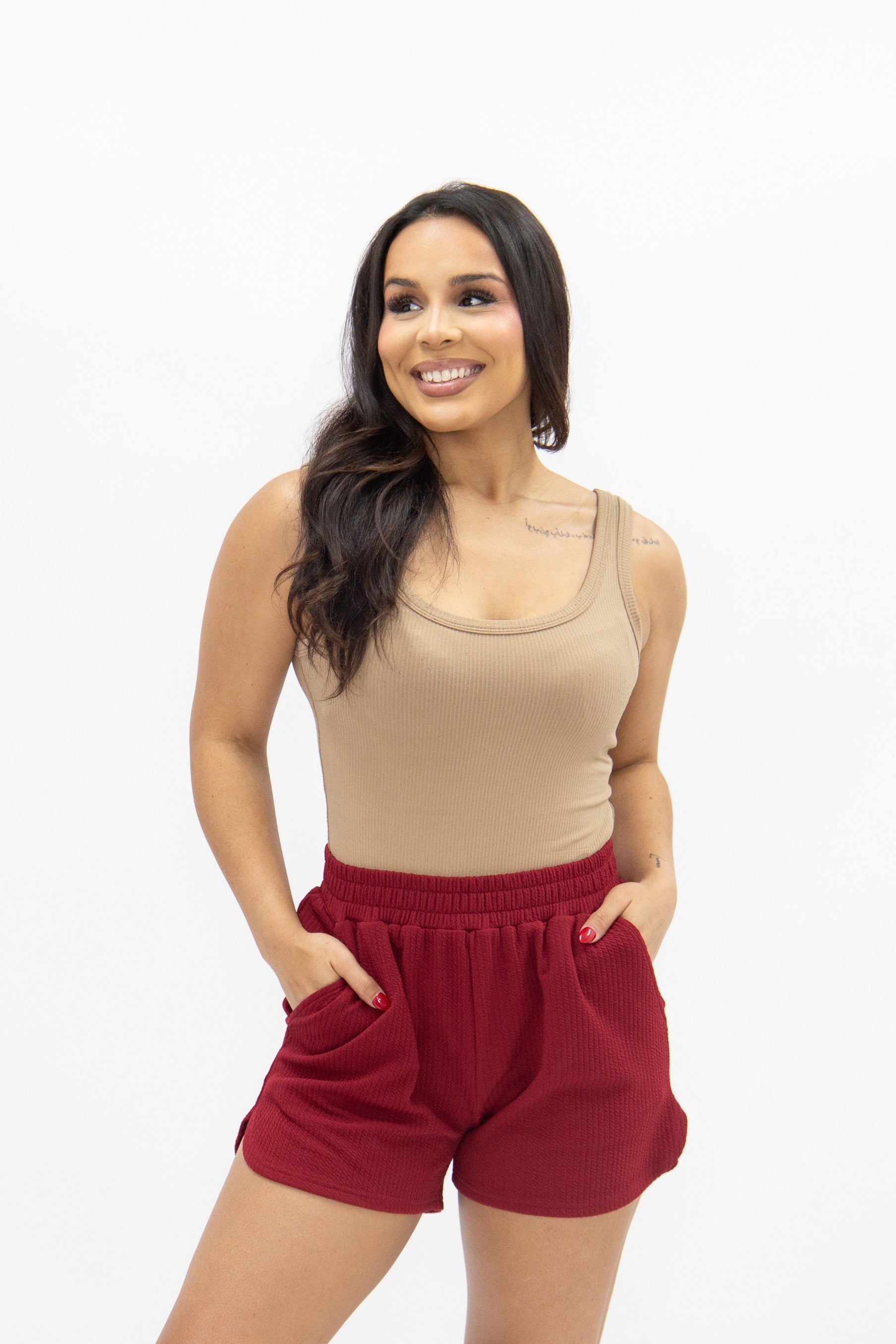 Maroon Knit Shorts