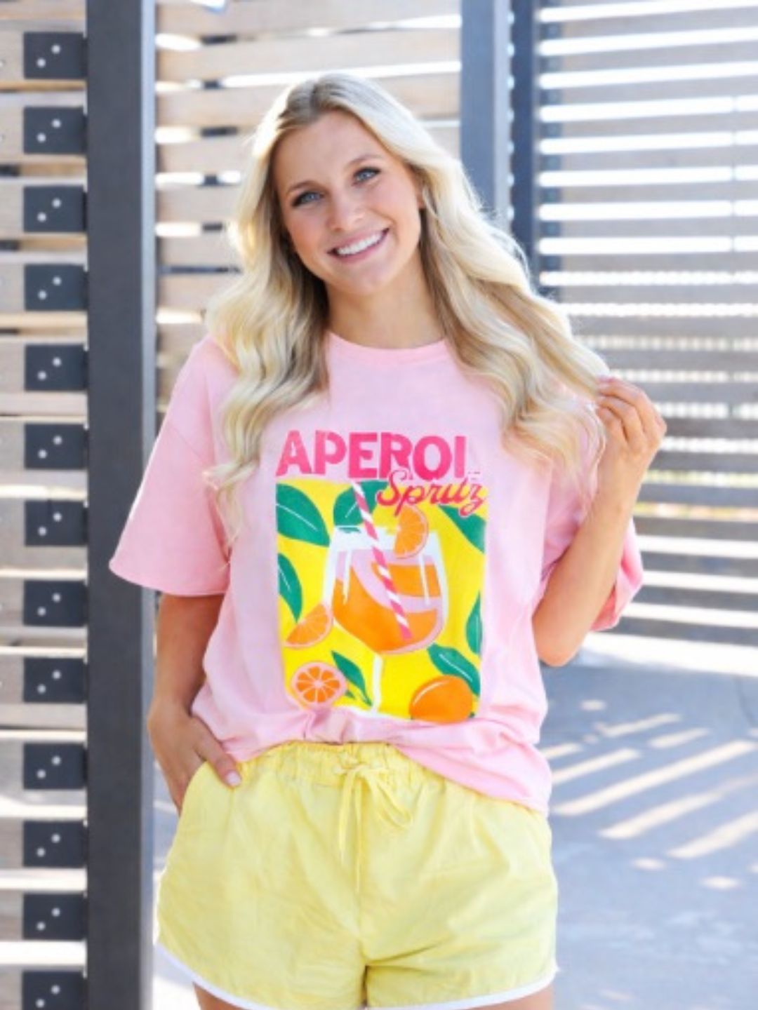 Pink Aperol Spritz on Pink Relaxed Fit Tee