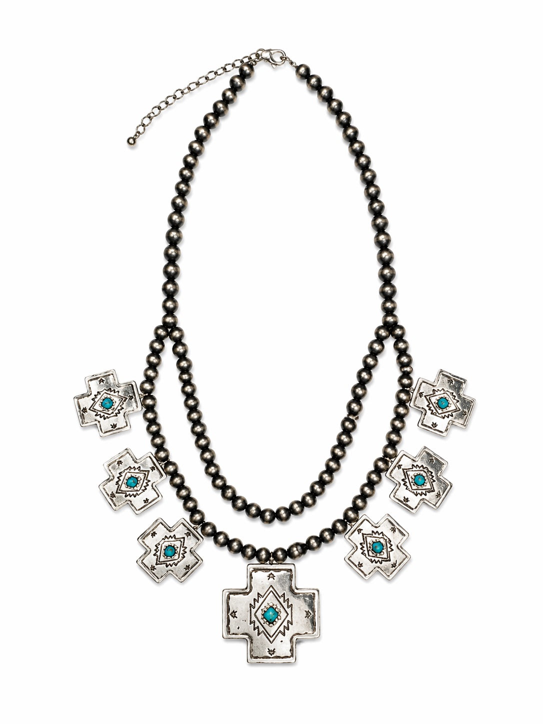 Silver Cross Concho Navajo Necklace