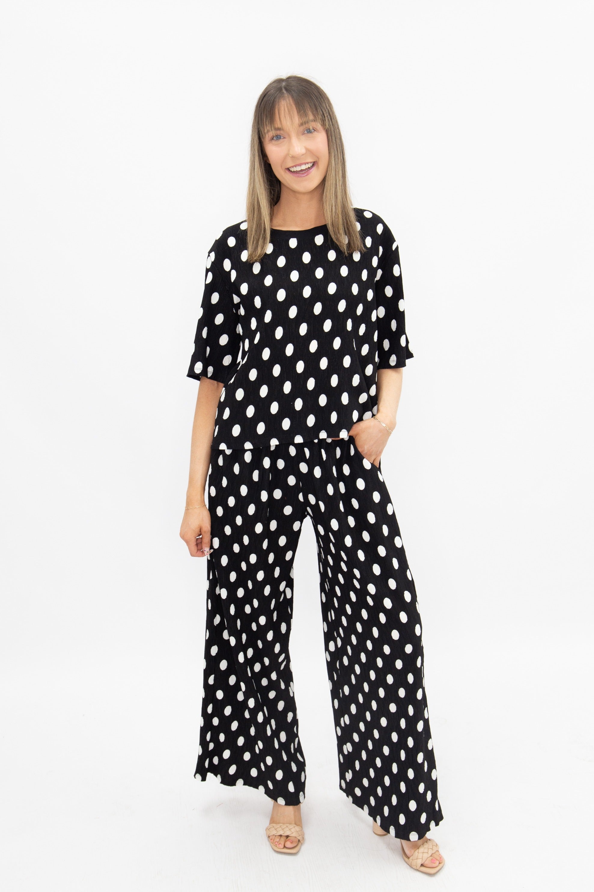 The Earhart Top with 3/4 Sleeves, Polka Dot