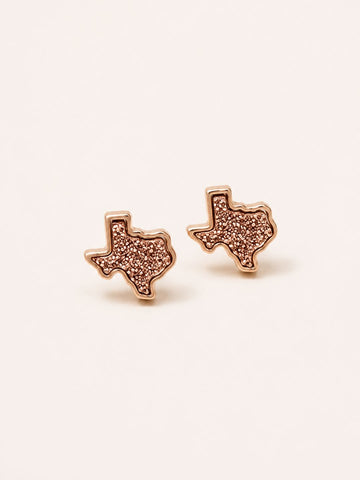 Texas Druzy Stud Earrings, Rose Gold