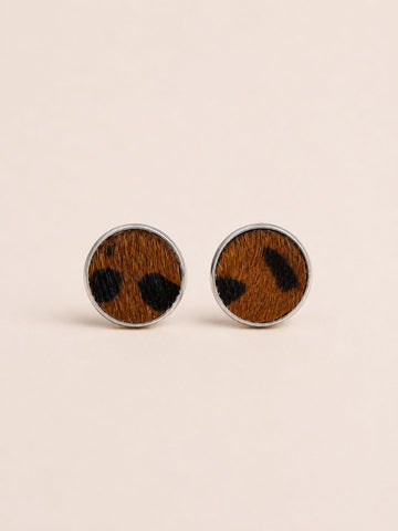 Round Studs, Brown Cheetah