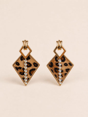 Hear me Roar Gold Leopard Diamond Earrings