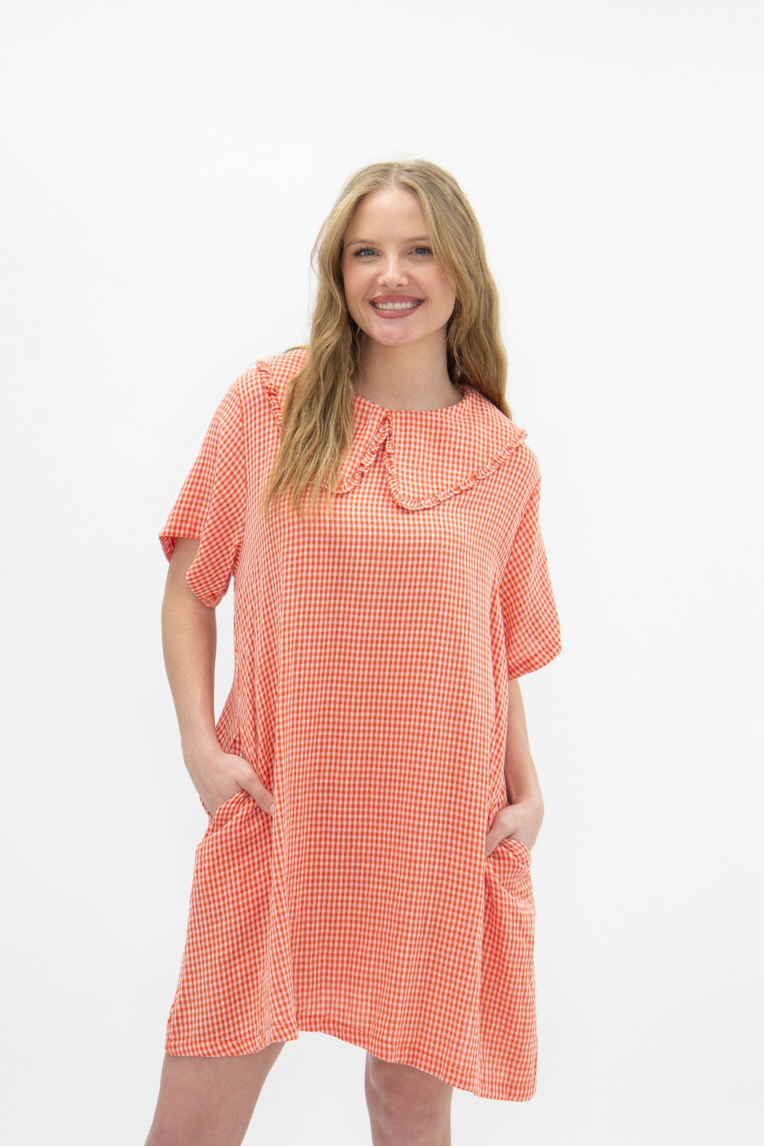 Orange and Grey Gingham Dress