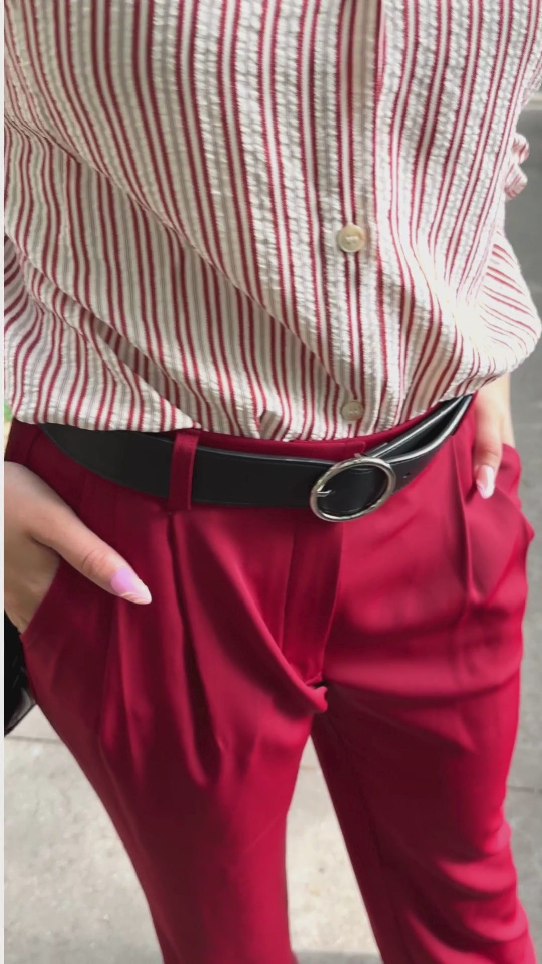 Pleat-Front Trousers, Maroon