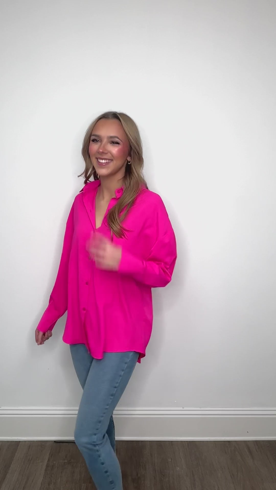 The Kathryn Button-Up, Hot Pink