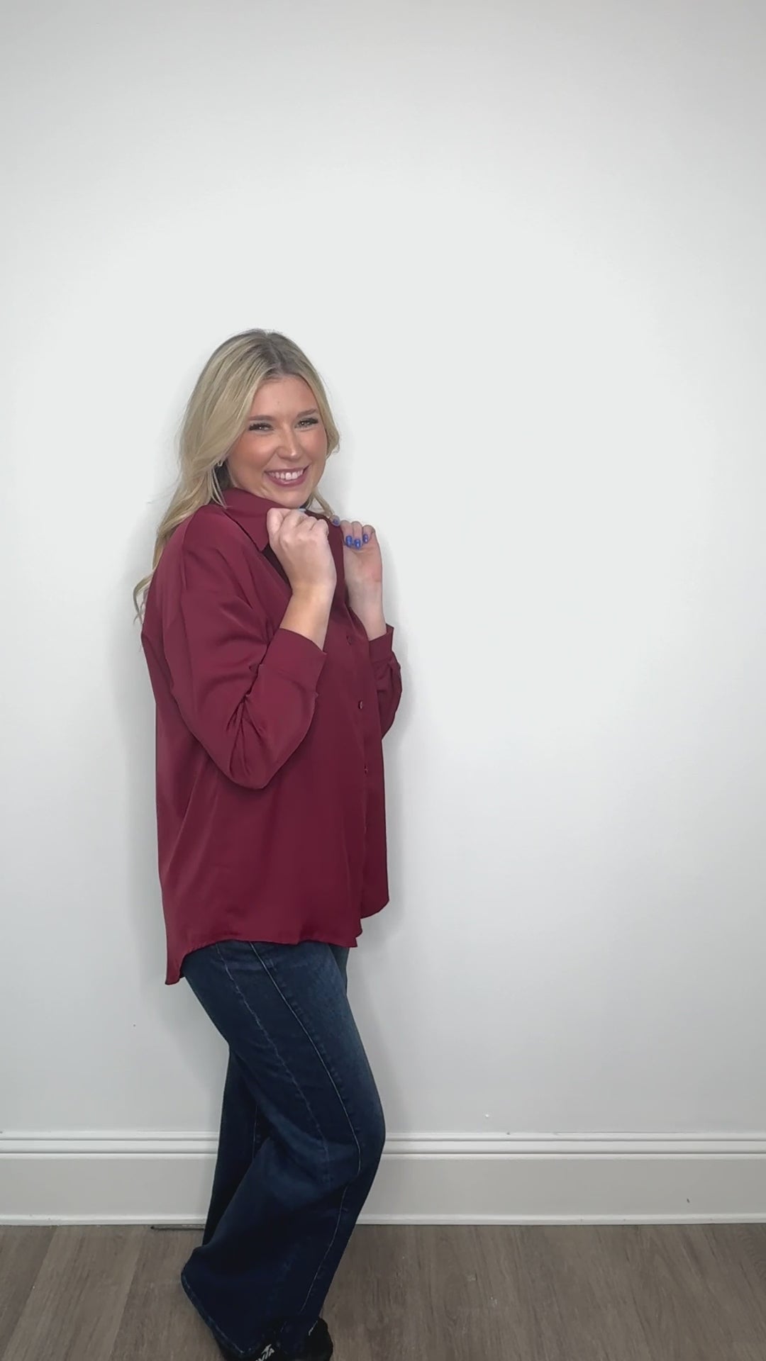 The Kathryn Button-Up, Maroon