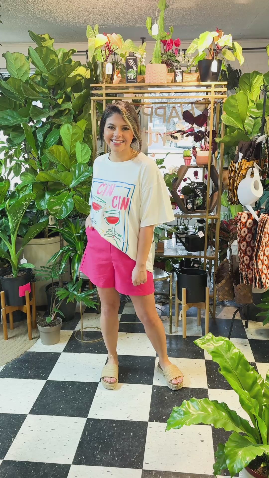 Cin Cin on White Tee Shirt